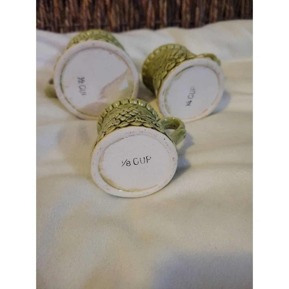 Vintage green ceramic measuring cups